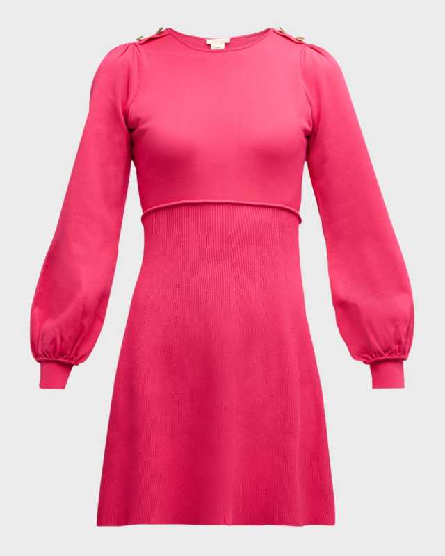 Julia Blouson-Sleeve Knit Mini Dress